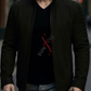 Aaron Nubuck Black Racer Leather Jacket For Men (SF561)