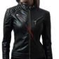 Slim Fit Cafe Racer Lambskin Black Leather Jacket For Women