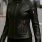 Jasmine Black Racer Leather Jacket For Women (SF140)