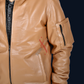 Original Lambskin Cognac Bomber Leather Jacket For Men (SF699)