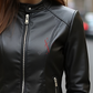 Black Biker Leather Jacket For Women 