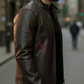 Leon Coffee Brown Racer Leather Jacket For Men (SF621)