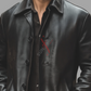 Real Sheepskin Black Leather Car Coat For Men