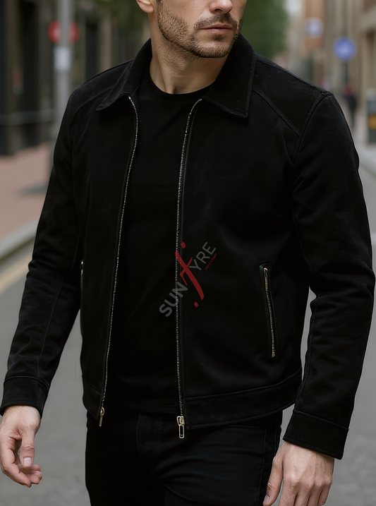Conor Nubuk Black Leather Jacket For Men (SF531)