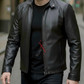 Leon Black Iconic Racer Leather Jacket For Men (SF162)