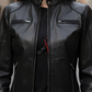 Racer Black Leather Jacket For Women (SF106)