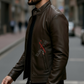 Brock Coffee Brown Racer Leather Jacket For Men (SF558)