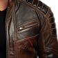 Sheepskin Two Tone Cafe Racer Leather Jacket For Men