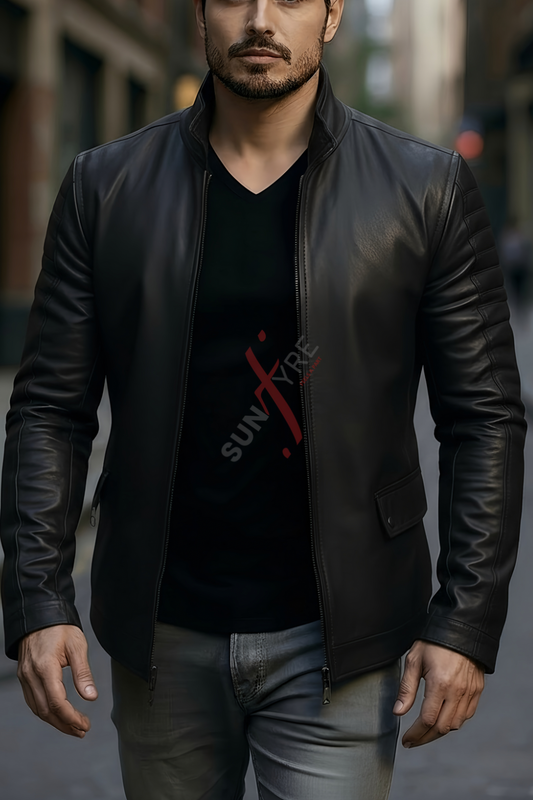 Pacino Black Leather Coat For Men (SF122)