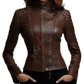 Brown leather jacket for women 