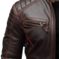 Walnut Brown Quilted Leather Jacket For Men