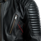 Quilted Black Motorcycle Leather Jacket For Men