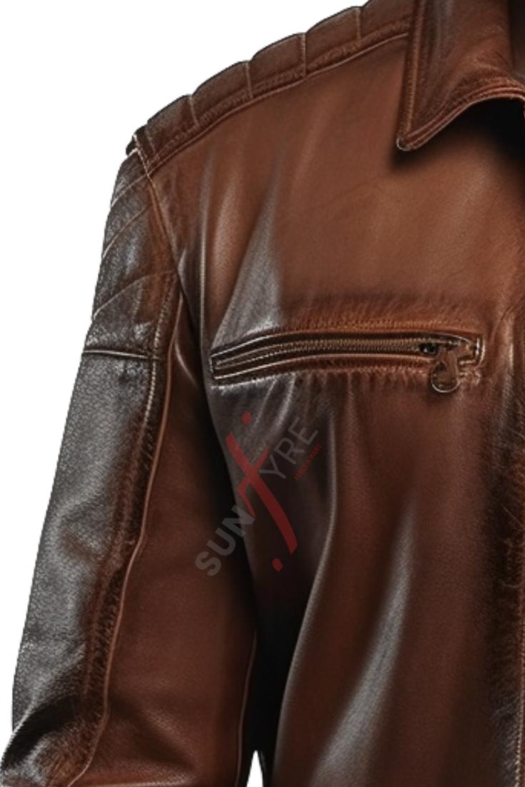 Original Sheepskin Tan Biker Leather Jacket For Men