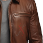 Original Sheepskin Cafe Racer  Biker Leather Jacket For Men