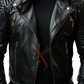 Black Quilted Biker Leather Jacket For Men