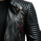  Quilted Biker Leather Jacket For Men