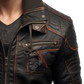 Grey Black Bomber Leather Jacket For Men