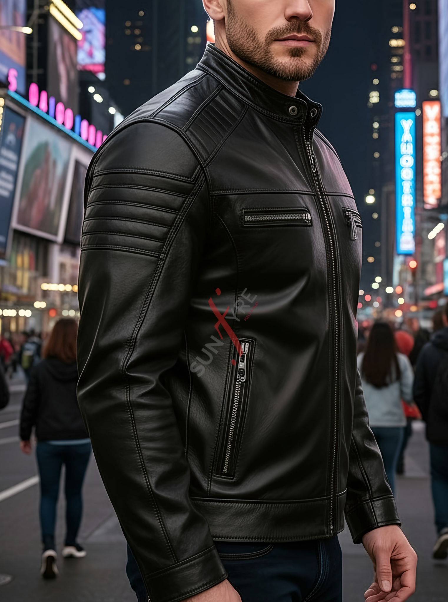 Austin Black Cafe Racer Leather Jacket For Men (SF118)