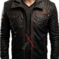 Real Sheepskin Black Distressed Bomber Leather Jacket For Men