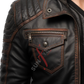 Black Distressed Bomber Leather Jacket For Men