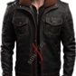 Sheepskin Distressed Black Bomber Leather Jacket For Men