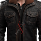 Distressed Black Bomber Leather Jacket For Men