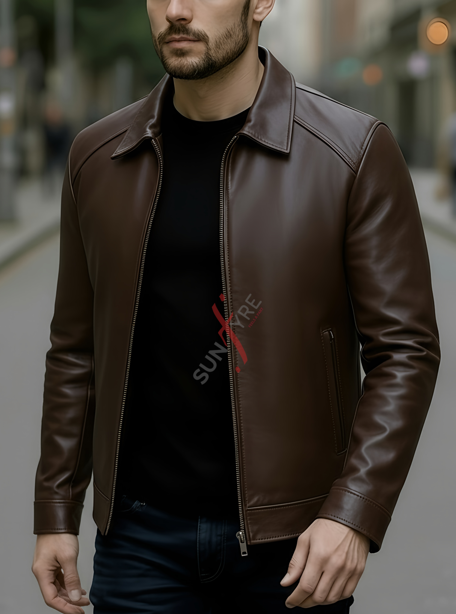 Conor Dark Brown Leather Jacket For Men (SF586)