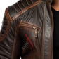 Dark Shaded Brown Leather  Jacket For Men