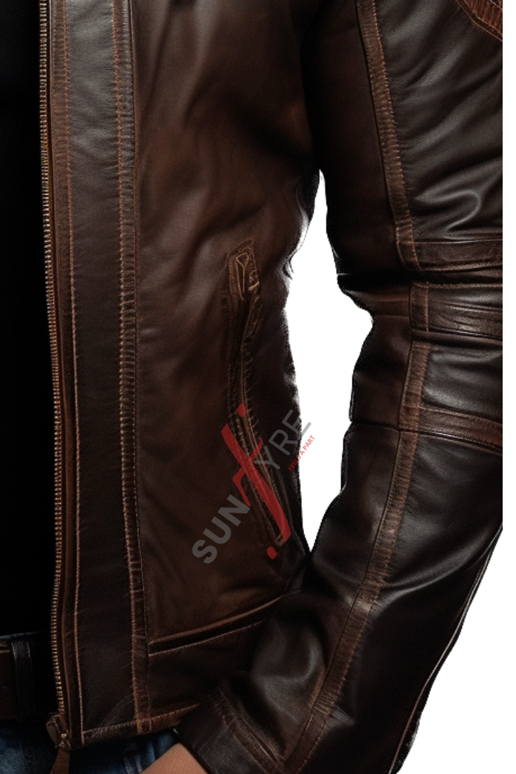 Brown Leather  Jacket For Men