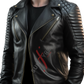 Black Quilted Motorcycle Leather Jacket For Men