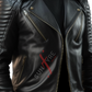 Black Motorcycle Leather Jacket For Men