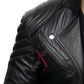  Black Two Button Quilted Leather Blazer For Men