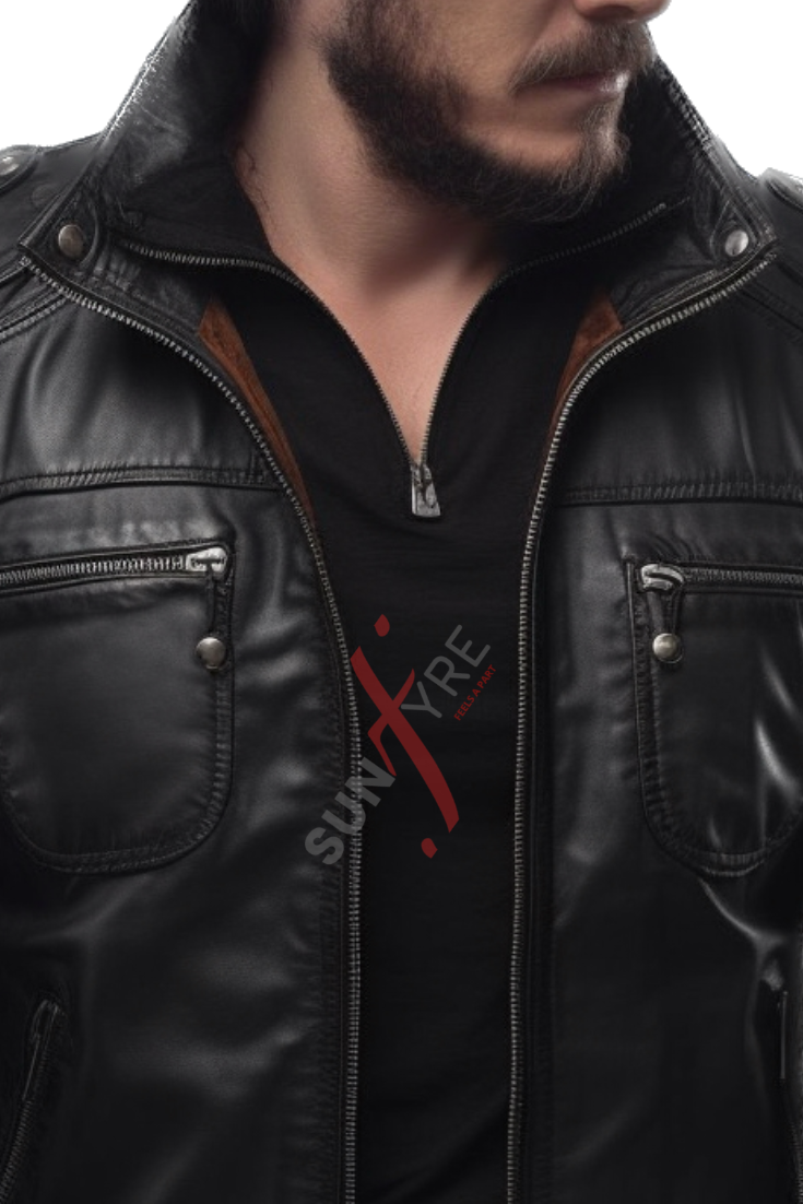 Real Black Leather Jacket For Men