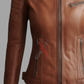 Austin Cafe Racer Tan Biker Leather Jacket For Women