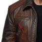 Vintage Shirt Collar Tan Biker Leather Jacket For Men