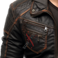 Sheepskin Black Leather Bomber Jacket For Men