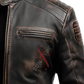 Cafe Racer Brown Distressed Leather Jacket For Men