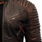 Brown Quilted With Tan Stitching Leather Jacket For Men