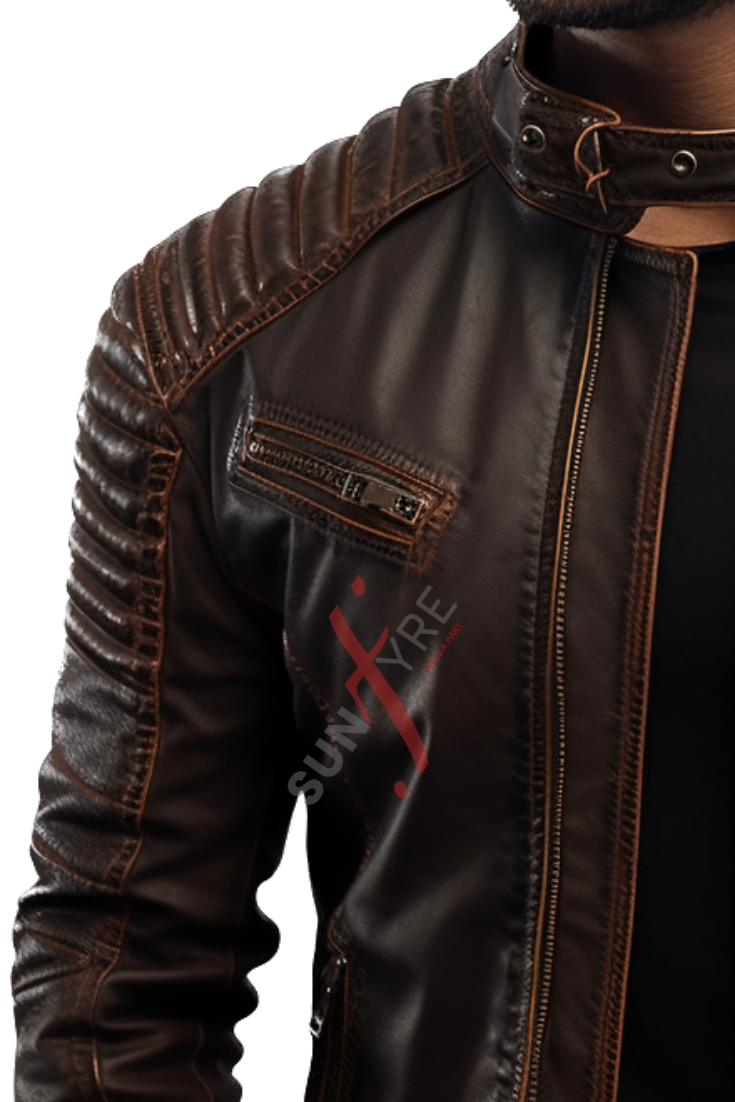 Original Sheepskin Brown  Leather Jacket For Men