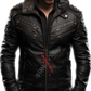 Real Sheepskin Black BOMBER Leather Jacket For Men