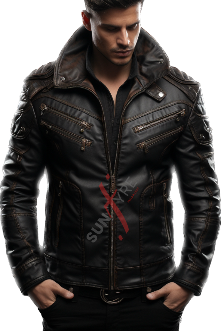 Real Sheepskin Black BOMBER Leather Jacket For Men