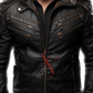 Black BOMBER Leather Jacket For Men