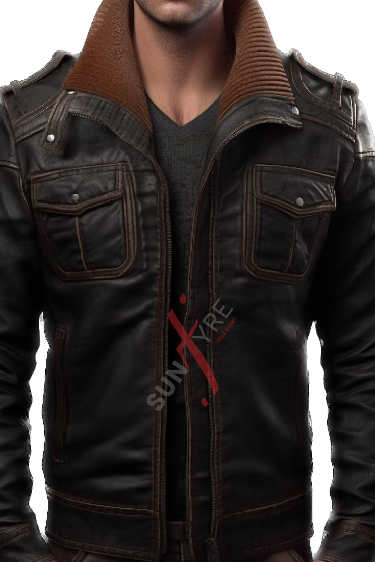 Lambskin Black Bomber Leather Jacket For Men