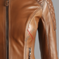  Tan Cafe Racer Leather Jacket For Women