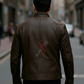 Brock Coffee Brown Racer Leather Jacket For Men (SF558)