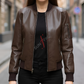 Dark Brown Leather Jacket For Women (SF323)