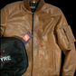Original Lambskin Cognac Bomber Leather Jacket For Men (SF699)