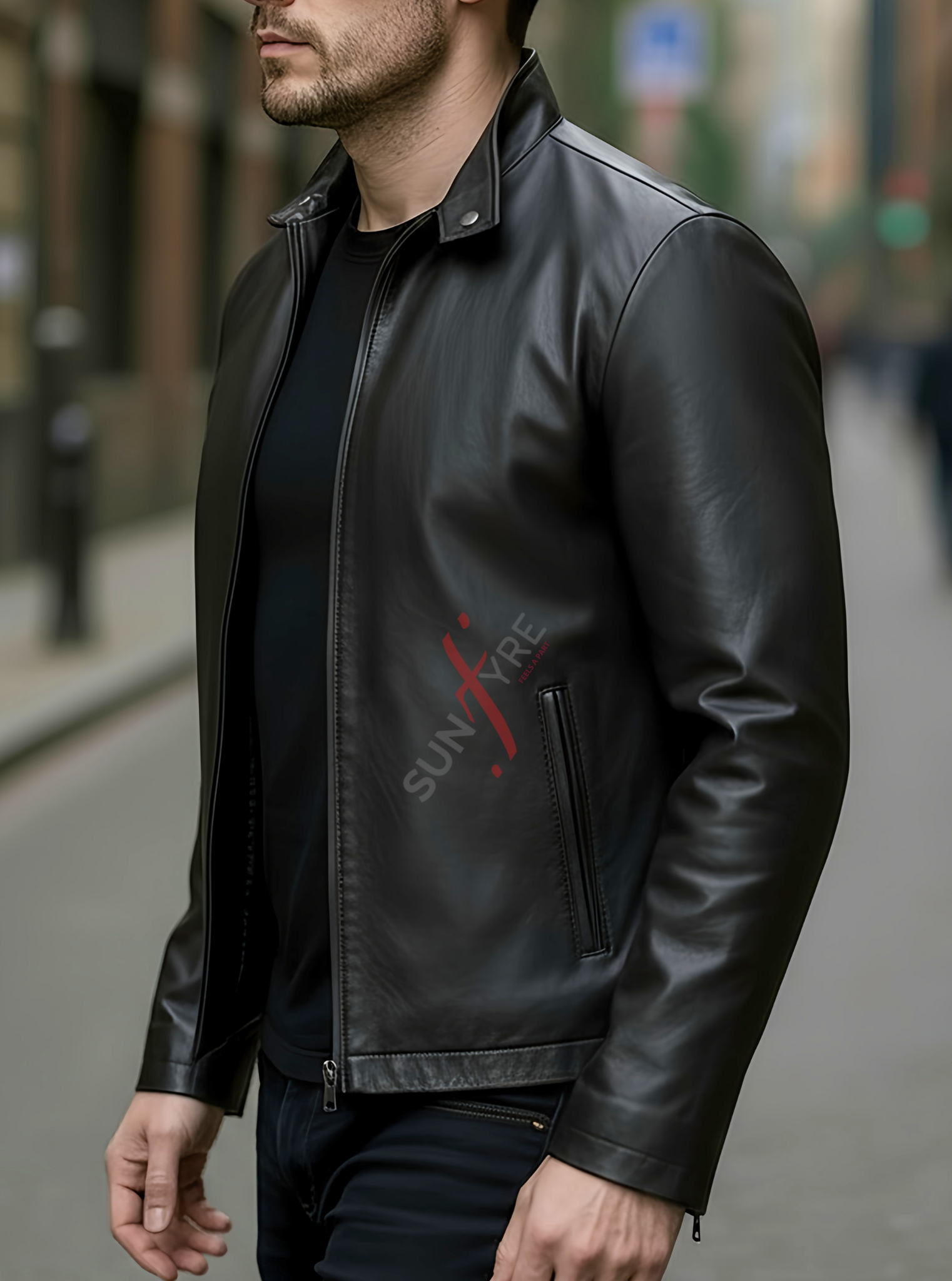 Leon Black Iconic Racer Leather Jacket For Men (SF162)