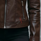 Brown Cafe Racer Leather Jacket 