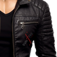 Black Snuffed Motorcycle Leather Jacket For Men